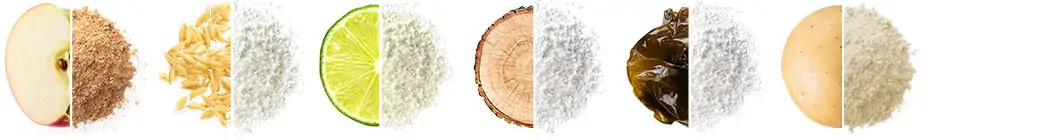 Plant fiber materials - various natural products in circular arrangements