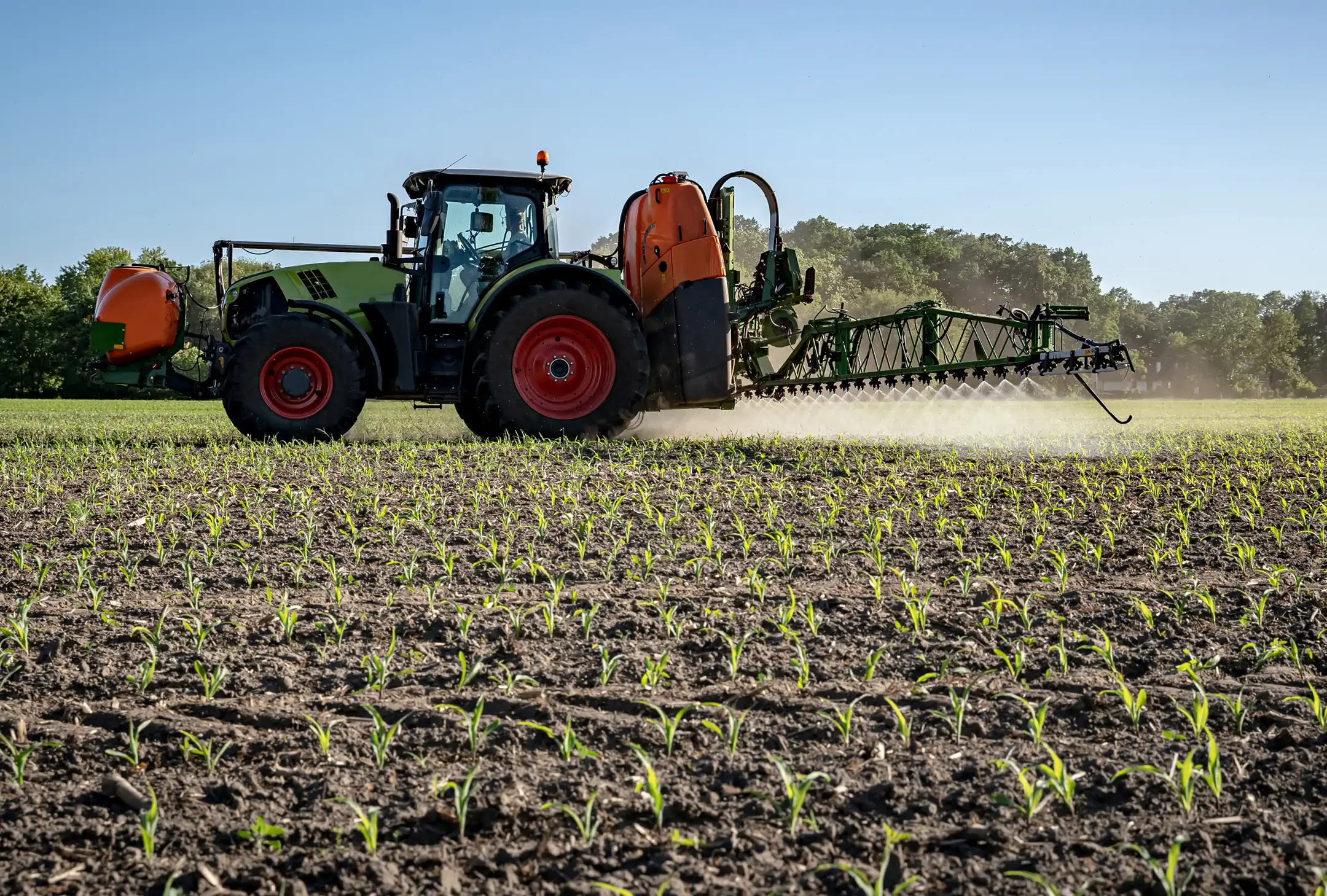 Agricultural tractor in field